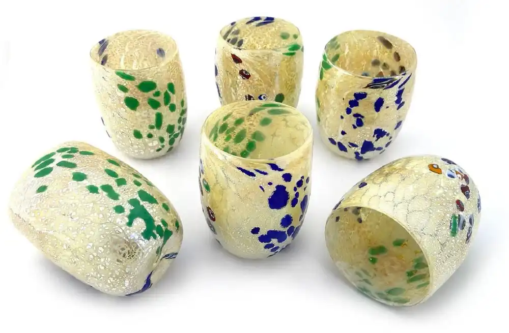 Neu Im Sortiment Casa Padrino set di 6 bicchieri da acqua di lusso in vetro cristallo di Murano bianco Ø 8 x A. 10,5 cm - Fatto in Italia