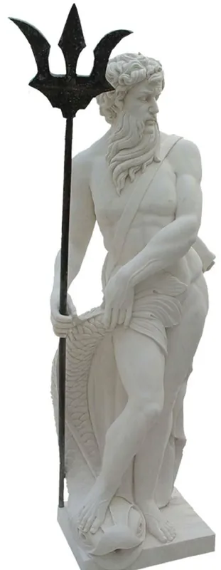 Geprüft Casa Padrino Scultura in Marmo in Stile Antico Nettuno Grigio / Nero A. 180 cm