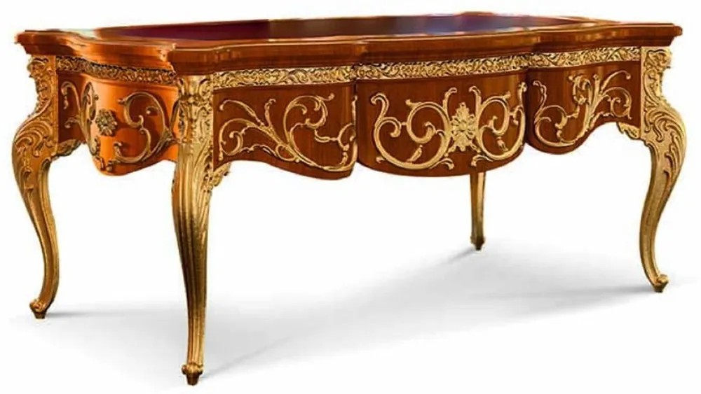 Must-Have Casa Padrino Scrivania Barocco di Lusso Marrone / Oro 176 cm - Mobili Barocchi - Fatto in Italia