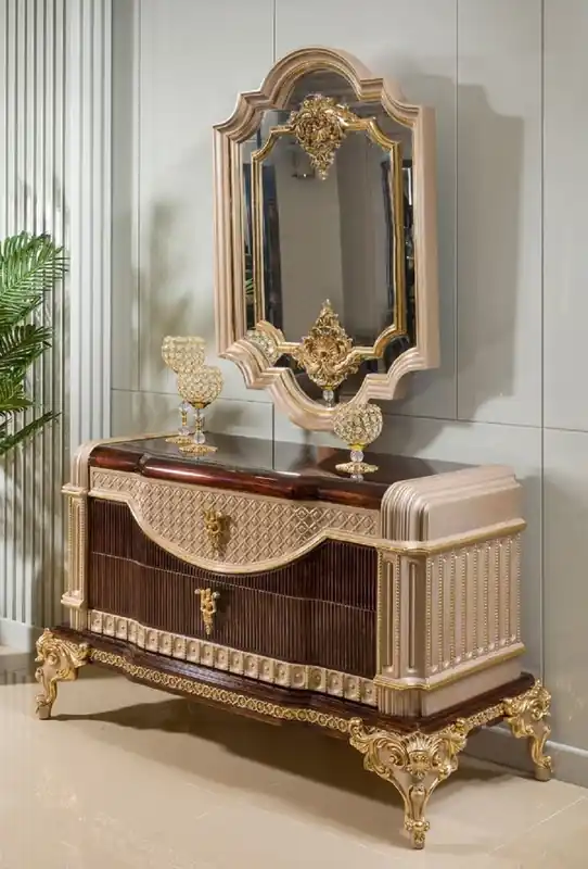 Neue Ware Casa Padrino cassettone barocco di lusso con specchio marrone scuro / grigio / oro - Mobile barocco