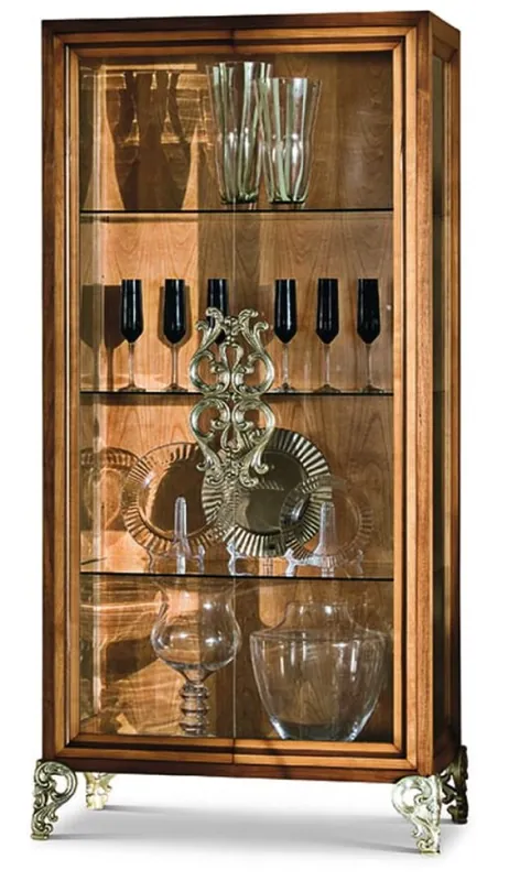 Top-Seller Casa Padrino vetrina barocco di lusso con 2 ante in vetro marrone / argento A. 191,5 cm - Mobili barocchi - Fatto in Italia