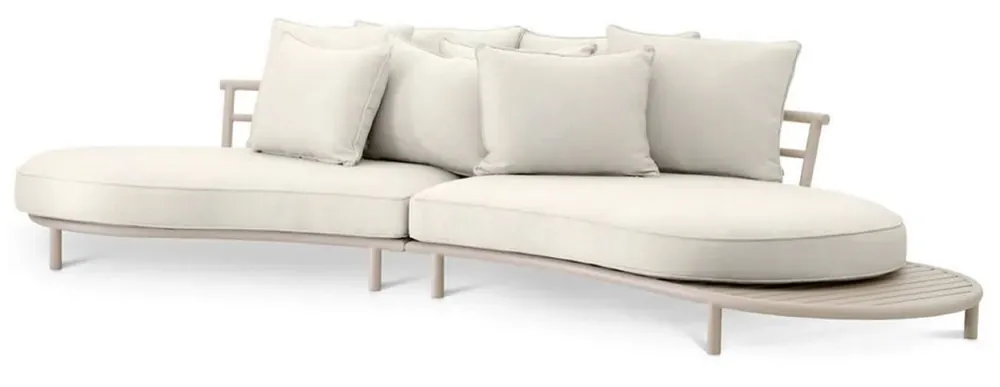 Casa Padrino divano da esterno da giardino di lusso bianco grigio / sabbia 330 cm - Mobili da giardino di lusso Top-Preis