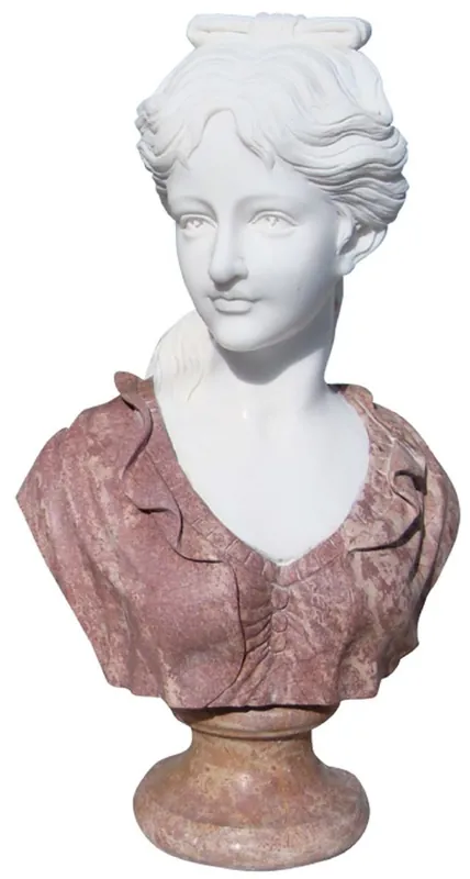 Casa Padrino busto decorativo in marmo Art Nouveau di lusso signora bianco / marrone A. 60 cm Echt