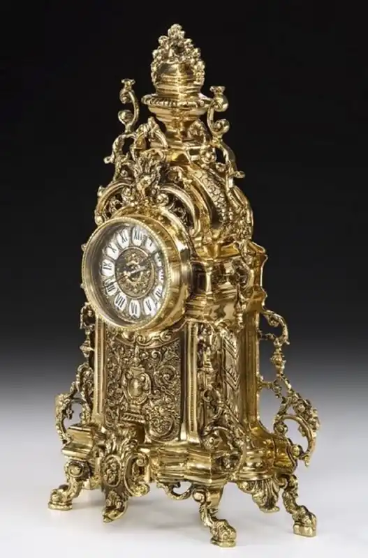 Billig Casa Padrino orologio da tavolo barocco di lusso oro 27 x A. 44 cm - Orologio da tavolo in bronzo in stile barocco