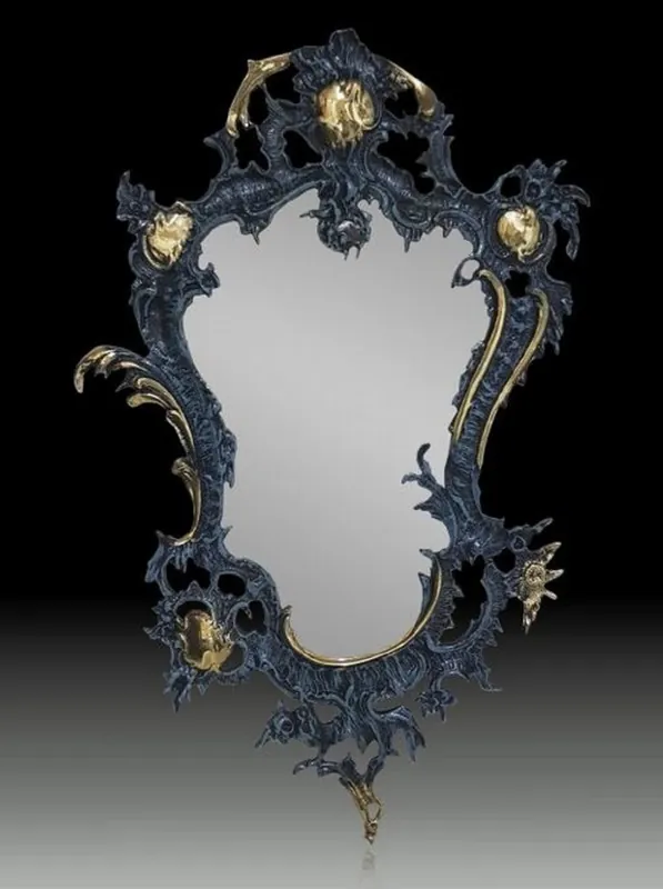 Top-Preis Casa Padrino specchio barocco di lusso in bronzo blu / oro A. 74 cm - Mobili barocchi
