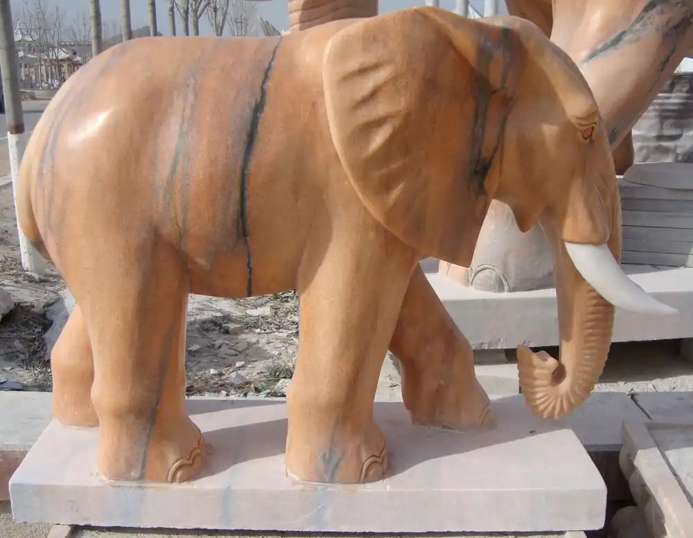 Casa Padrino scultura in marmo di lusso elefante beige / bianco 150 cm - Decorazione da giardino Zertifiziert