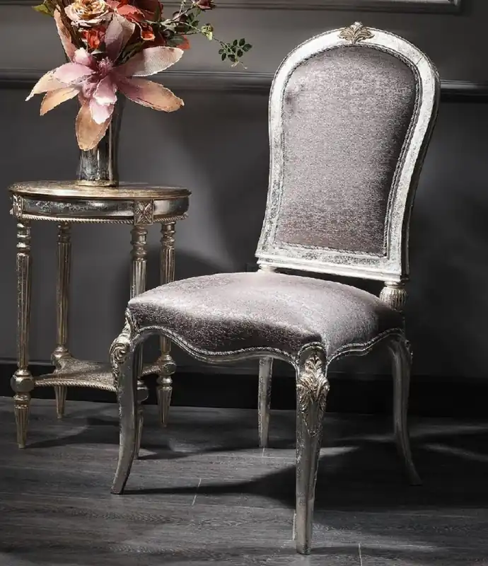 Casa Padrino sedia da pranzo barocco di lusso argento / oro A. 102 cm - Mobile sala da pranzo barocco Top-Angebot