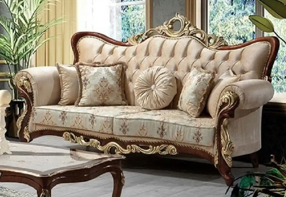 Knallerangebot Casa Padrino divano barocco di lusso beige / marrone / oro 230 cm - Mobile da soggiorno barocco