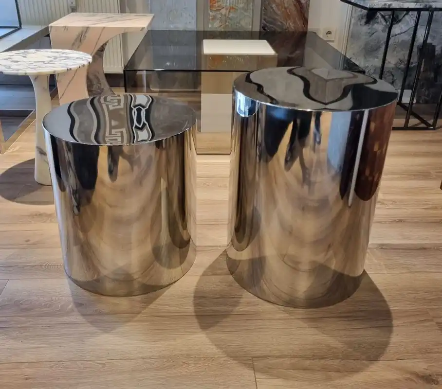 Casa Padrino set di tavolini di lusso in metallo argento - Mobili da soggiorno di lusso Neue Ware