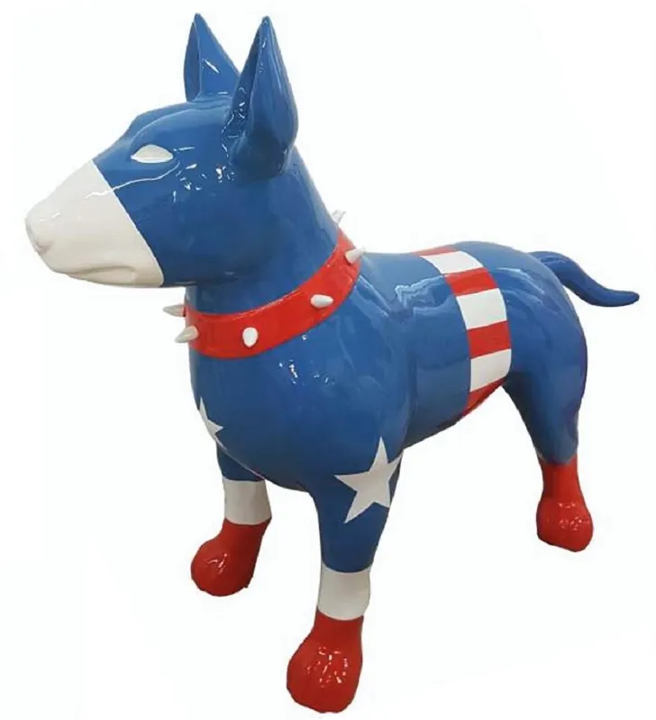 Casa Padrino figura decorativa XXL cane blu / bianco / rosso 116 cm - Scultura decorativa da giardino Knallerangebot