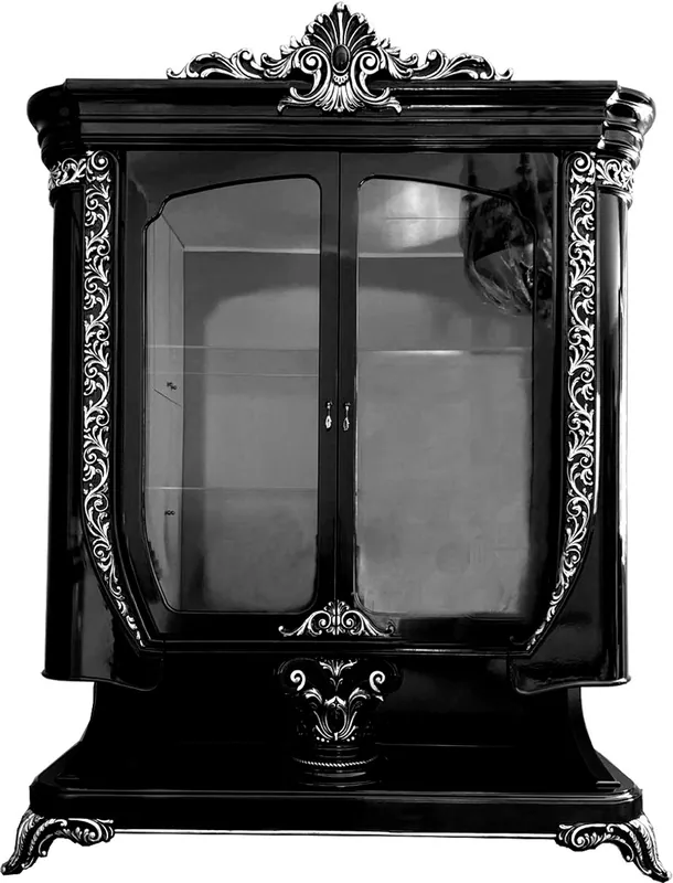 Casa Padrino vetrina barocco di lusso nero / argento - Mobili barocchi fatti a mano Rabatt