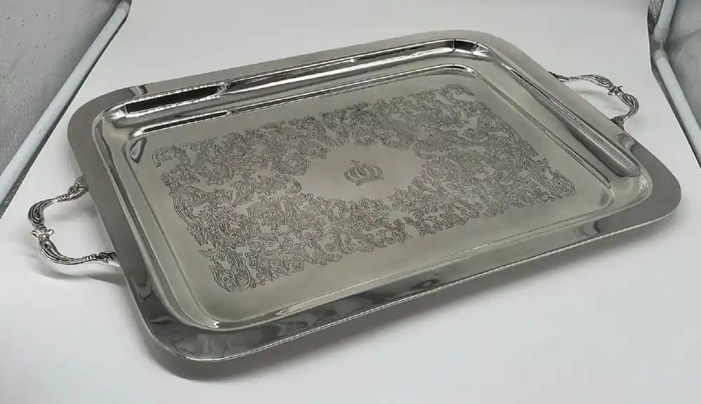 Pompöös di Casa Padrino vassoio da portata barocco di lusso corona argento 53 cm - disegnato da Harald Glööckler Super-Preis