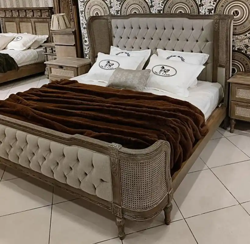 Neu Pompöös di Casa Padrino letto matrimoniale barocco di lusso Provenza grigio / marrone - Progettato da Harald Glööckler