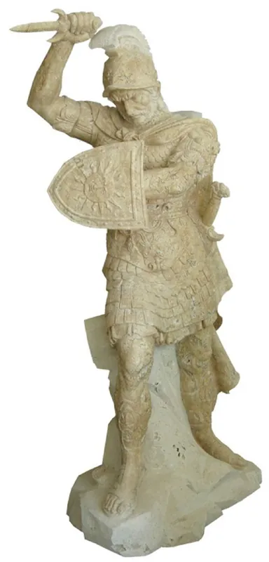 Kracherpreis Casa Padrino scultura in marmo in stile antico soldato romano destro beige / grigio A. 210 cm - Decorazione da giardino