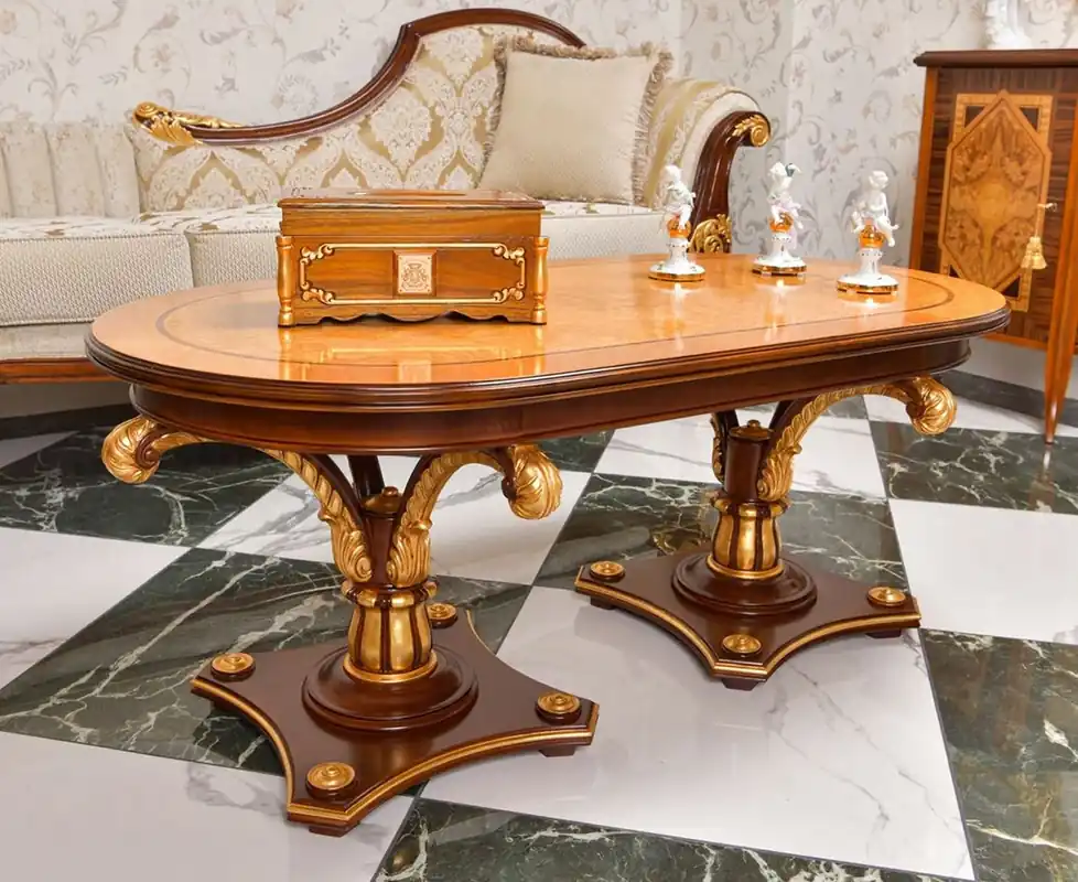 Casa Padrino tavolo da salotto barocco di lusso naturale / marrone / oro 125 cm - Mobili barocchi - Fatto in Italia Ausverkauf