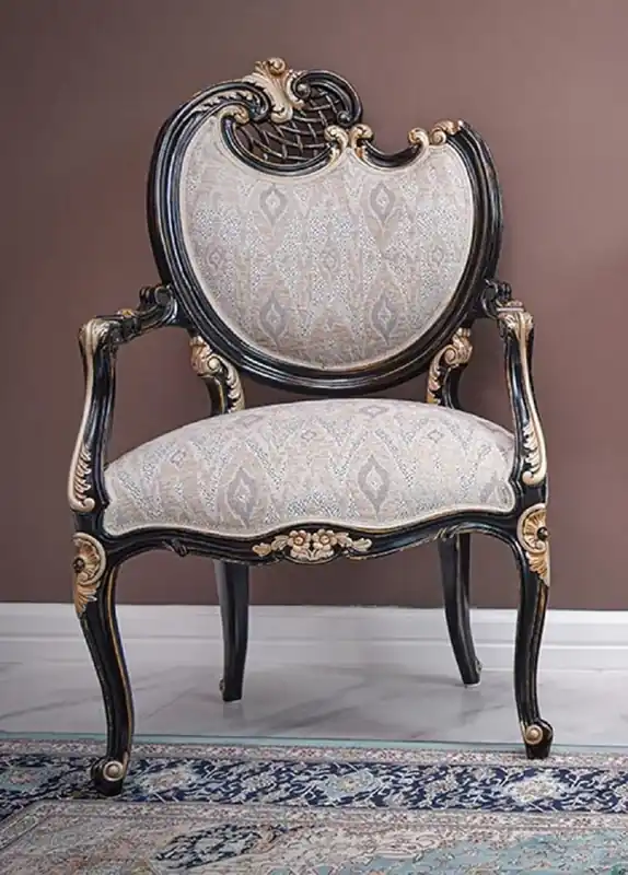 Saisonangebot Casa Padrino poltrona barocco di lusso lato sinistro grigio / nero / oro - Mobili barocchi - Fatto in Italia