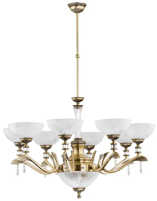 Sonderaktion Casa Padrino lampadario barocco di lusso in cristallo ottone con patina / bianco Ø 88 cm