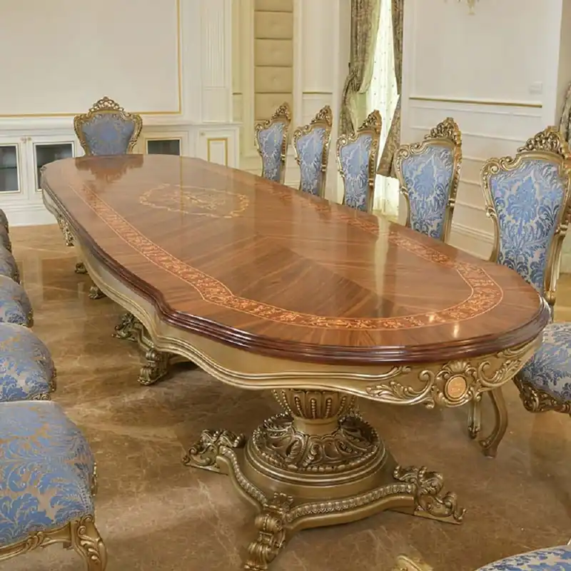 Casa Padrino tavolo da pranzo barocco di lusso marrone intarsio / oro 420 cm - Mobili barocchi - Fatto in Italia Sofort Bestellen