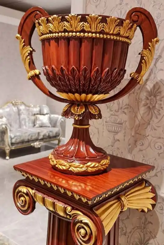 Letzte Chance Casa Padrino vaso decorativo barocco di lusso marrone scuro / oro A. 55 cm - Vaso da fiori in legno massello in stile barocco - Fatto in Italia