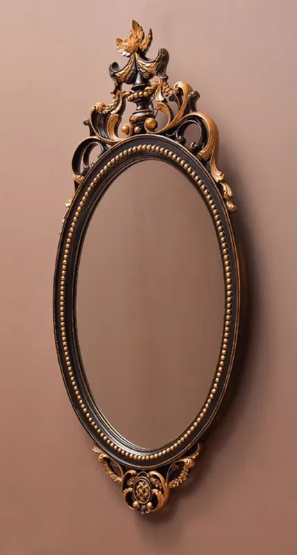 Casa Padrino specchio barocco di lusso nero / oro A. 102 cm - Specchio da parete ovale in stile barocco - Fatto in Italia Direkt Vom Hersteller