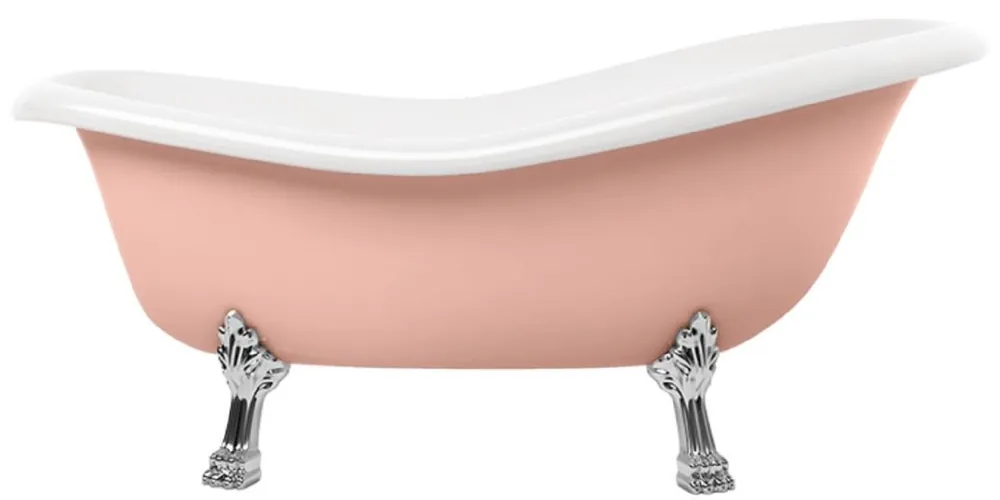 Casa Padrino vasca da bagno Art Nouveau rosa / bianco / argento 168 cm - Vasca da bagno autoportante in stile retrò Begrenztes Angebot