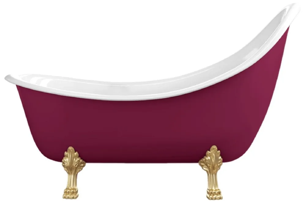Jetzt Kaufen Casa Padrino vasca da bagno Art Nouveau viola / bianco / oro 180 cm - Vasca da bagno autoportante in stile retrò