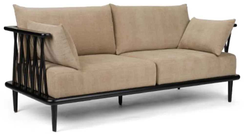 Casa Padrino divano di lusso beige / nero 169,5 cm - Mobile da soggiorno di lusso Garantierte Lieferung