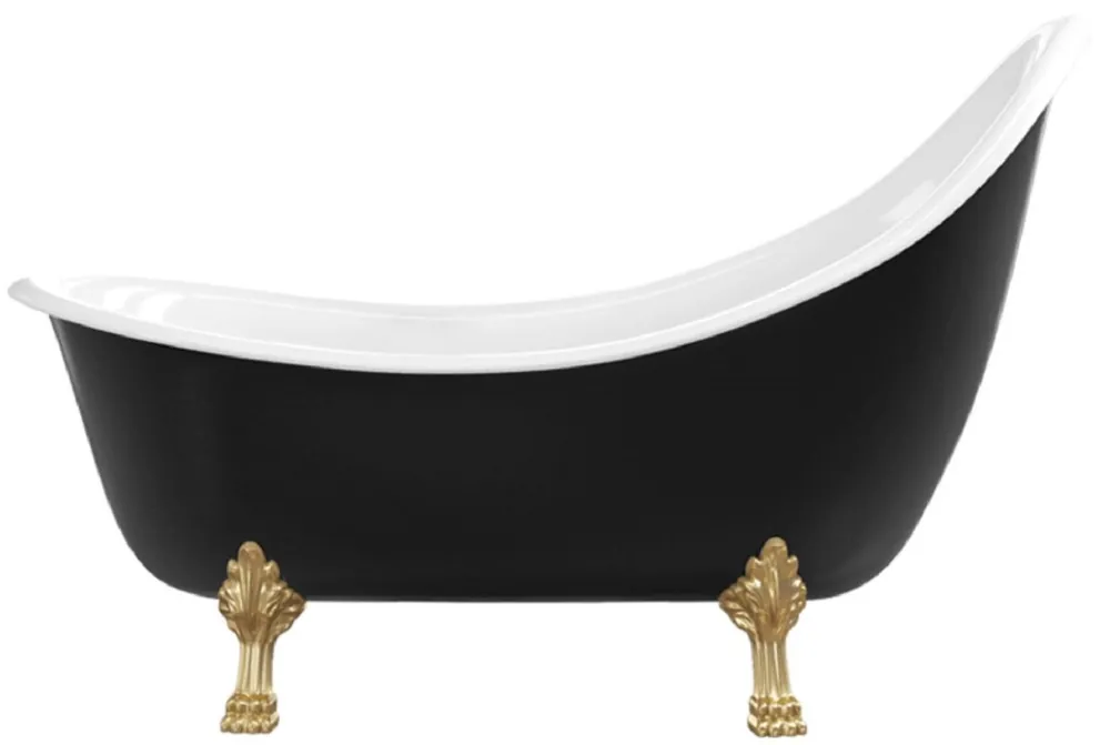 Casa Padrino vasca da bagno Art Nouveau nero / bianco / oro 180 cm - Vasca da bagno autoportante in stile retrò Preiswert