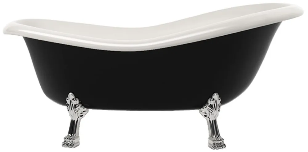 Casa Padrino vasca da bagno Art Nouveau nero / bianco / argento 168 cm - Vasca da bagno autoportante in stile retrò Markenware