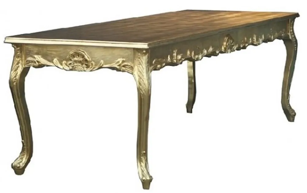 Casa Padrino tavolo da pranzo barocco con piano in vetro oro 140 cm - Mobile da pranzo barocco Aktuell