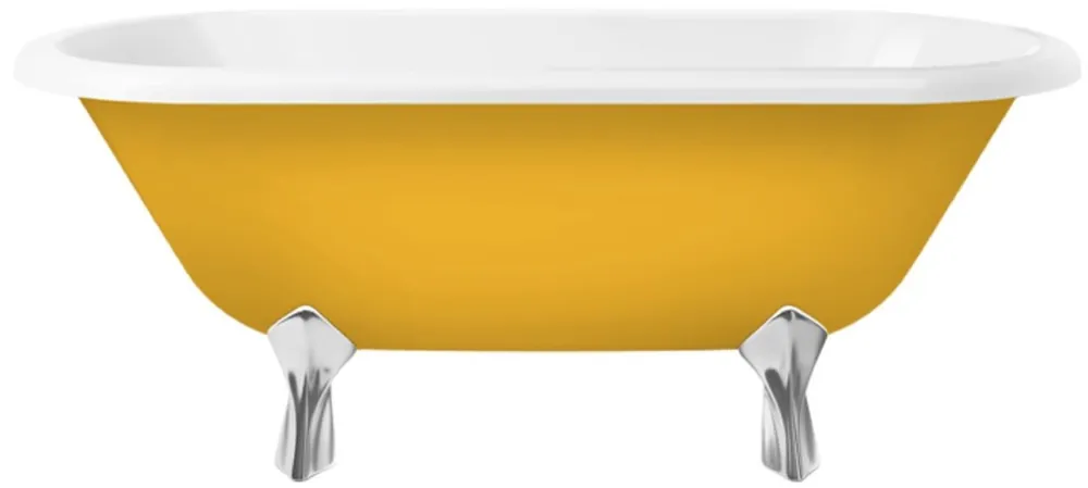 Sonderangebot Casa Padrino vasca da bagno Art Nouveau giallo / bianco / argento 170 cm - Vasca da bagno autoportante in stile retrò