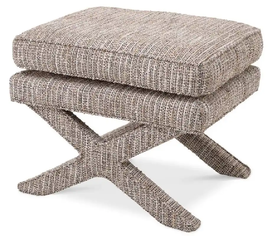 Geprüft Casa Padrino sgabello di lusso beige - Sgabello rettangolare - Sgabello a croce - Mobili di lusso