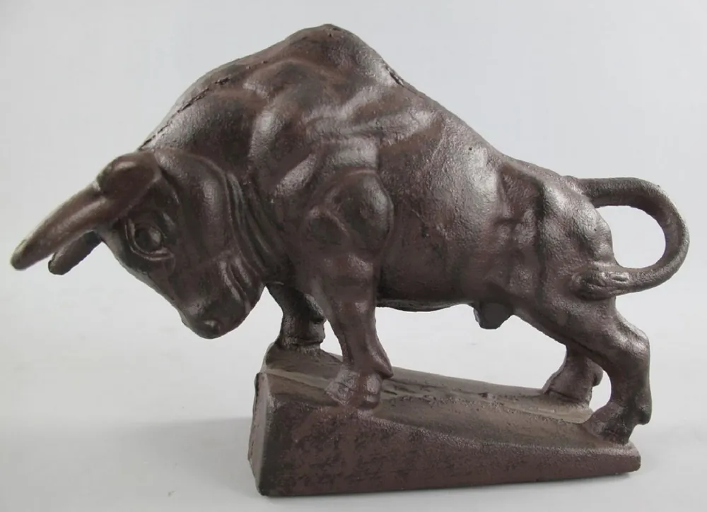 Casa Padrino figura decorativa in metallo toro marrone 27 cm - Figura decorativa da scrivania Nur Heute