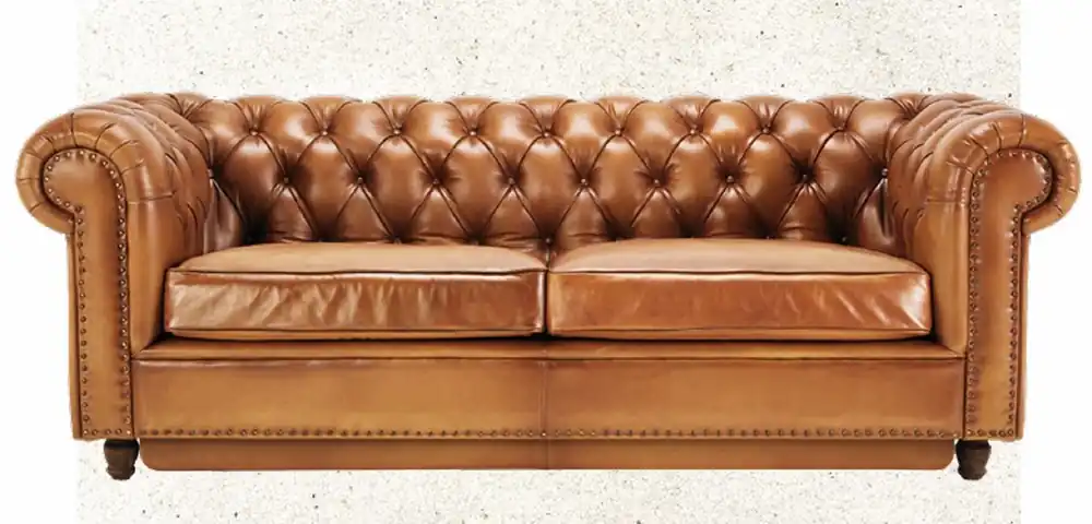 Casa Padrino divano letto Chesterfield di lusso in vera pelle marrone chiaro / marrone 220 cm - Mobili in vera pelle Meistverkauft