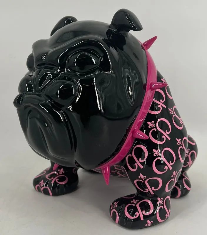 Sonderangebot Casa Padrino figura decorativa di lusso cane bulldog nero / rosa 20 cm - Scultura decorativa