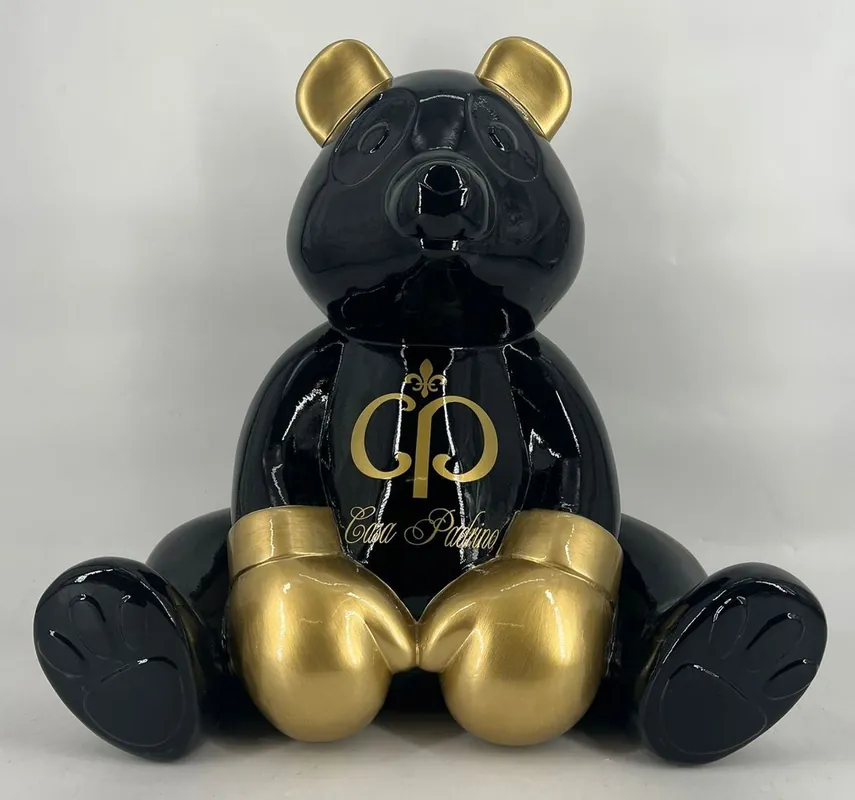 Preis Gesenkt Casa Padrino figura decorativa di lusso orsacchiotto di peluche pugile nero / oro 50 cm - Scultura decorativa