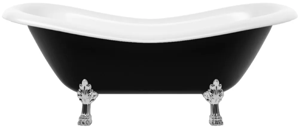Knallerangebot Casa Padrino vasca da bagno Art Nouveau nero / bianco / argento 188 cm - Vasca da bagno autoportante in stile retrò
