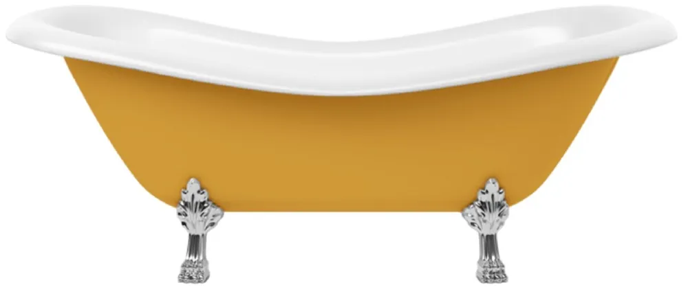 Must-Have Casa Padrino vasca da bagno Art Nouveau giallo / bianco / argento 188 cm - Vasca da bagno autoportante in stile retrò
