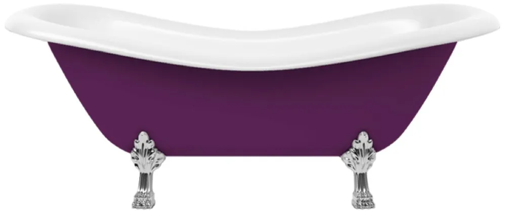 Casa Padrino vasca da bagno Art Nouveau viola / bianco / argento 188 cm - Vasca da bagno autoportante in stile retrò Top-Angebot