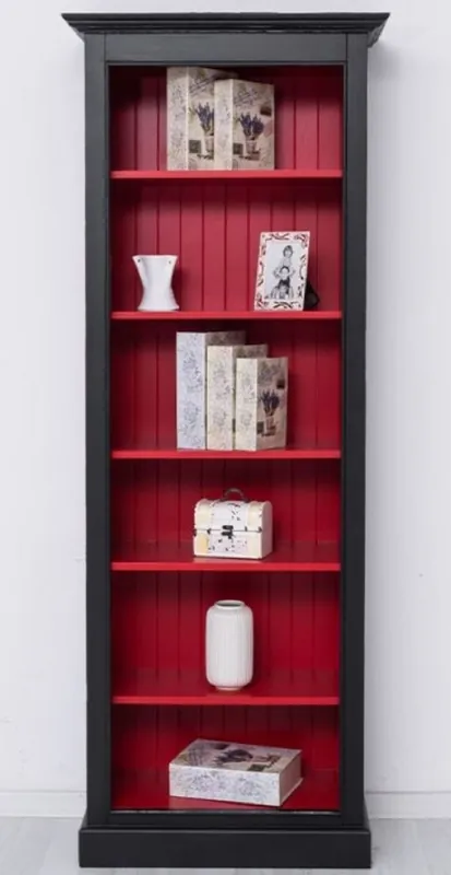 Casa Padrino armadio per libri in legno massello stile country nero / rosso A. 210 cm - Mobile in stile country Neue Ware