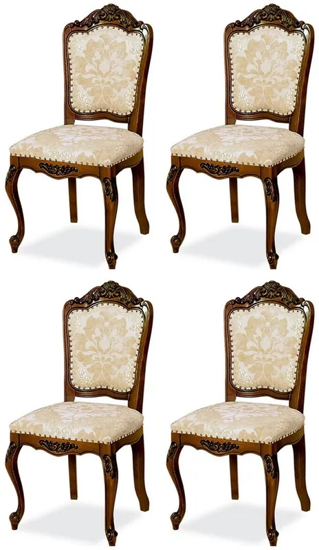 Casa Padrino set di 4 sedie da pranzo barocco di lusso beige / marrone A. 103 cm - Mobile da pranzo barocco Solange Der Vorrat Reicht