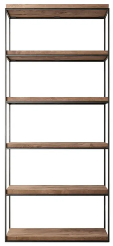 Sale Casa Padrino cabinet mensola di lusso in metallo con ripiani in legno rovere rustico nero / marrone A. 230 cm