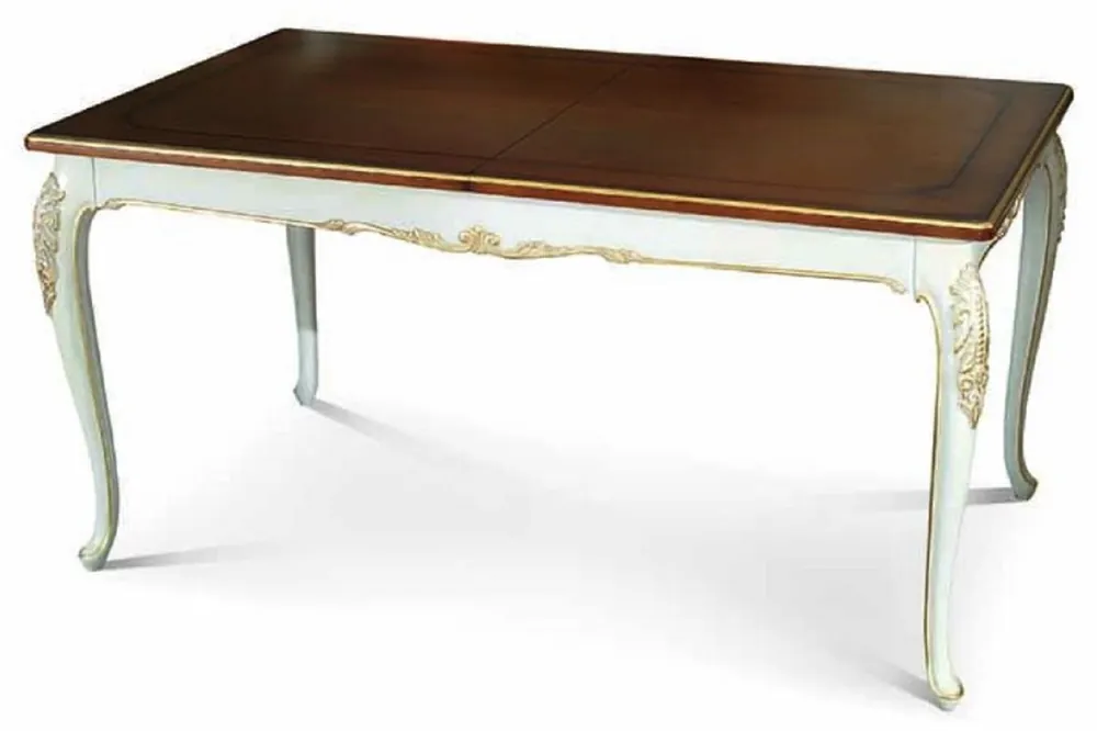 Markenware Casa Padrino tavolo da pranzo barocco di lusso marrone / bianco / oro 160-250 cm - Mobili barocchi - Fatto in Italia