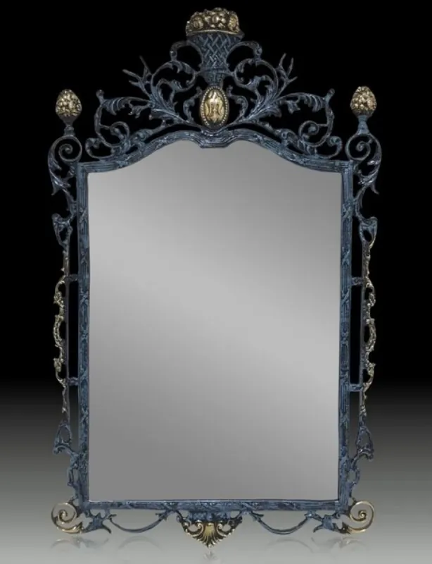 Sonderaktion Casa Padrino specchio barocco di lusso in bronzo blu / oro A. 95 cm - Mobili barocchi