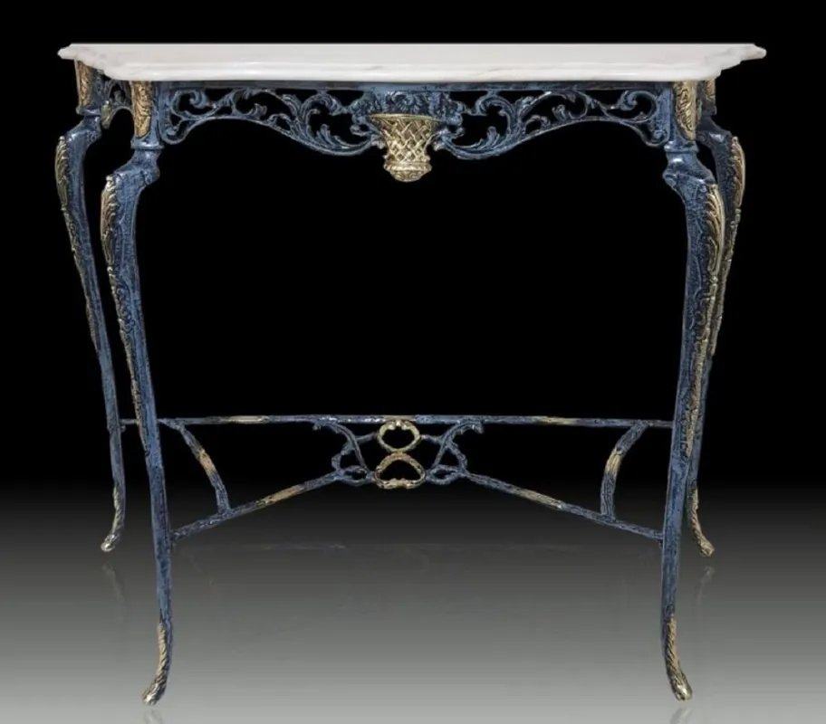 Casa Padrino consolle barocco di lusso con piano in marmo blu / oro / bianco 99 x A. 85 cm - Mobile barocco Preiswert