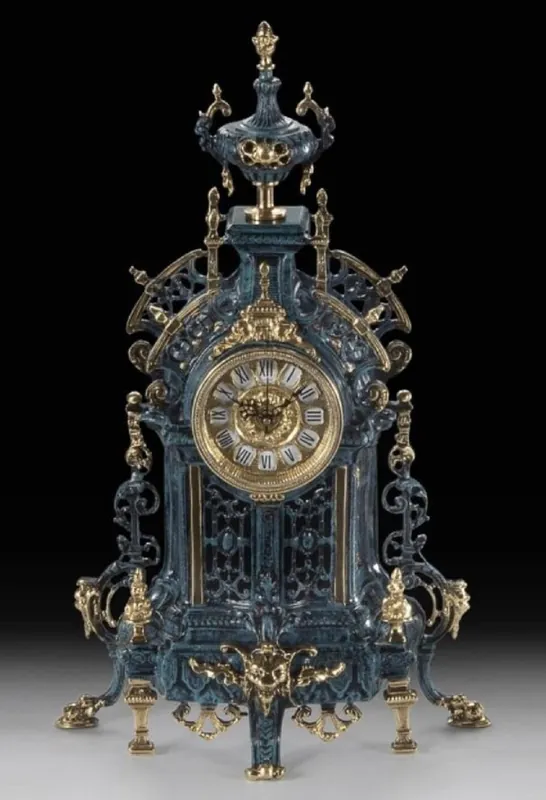 Sichere Zahlung Casa Padrino orologio da tavolo barocco di lusso blu / oro 35 x A. 57 cm - Accessori decorativi barocchi