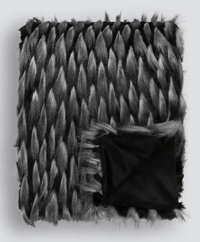 Casa Padrino copriletto di lusso nero / grigio 150 x 240 cm - Coperta in pelliccia sintetica Neu Im Sortiment