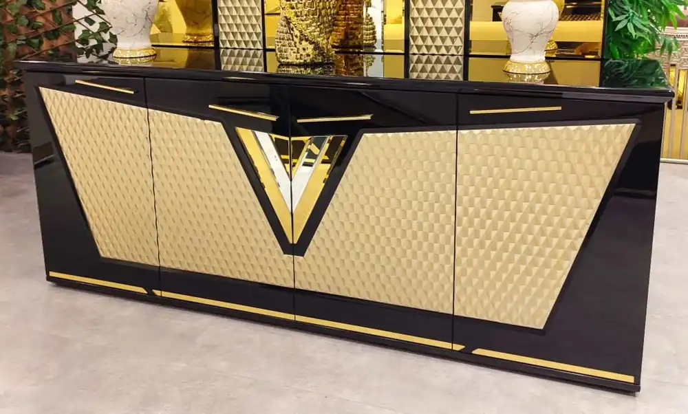 Preis Gesenkt Casa Padrino credenza di lusso con 4 ante nero / oro 205 cm - Mobili di lusso