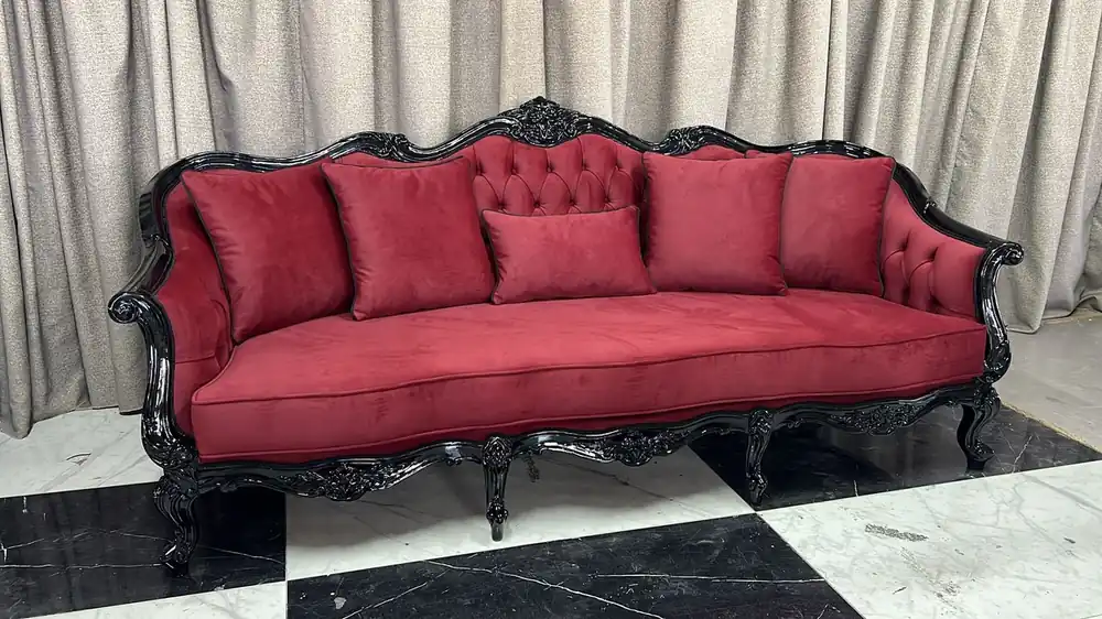 Begrenztes Angebot Casa Padrino divano da soggiorno barocco di lusso bordeaux rosso / nero 250 cm - Mobile da soggiorno in stile barocco