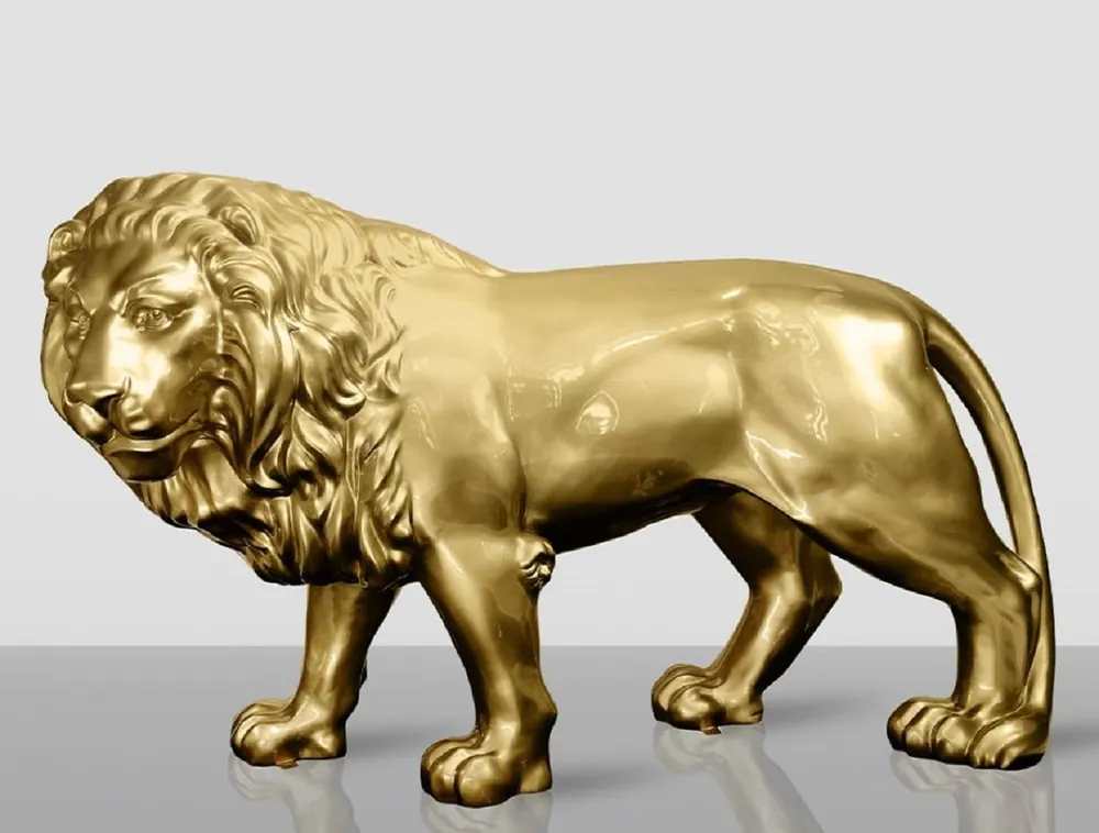Casa Padrino scultura decorativa XXL leone oro 185 cm - Figura decorativa da giardino a grandezza naturale Sofort Bestellen